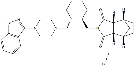 (3aR,4R,7S,7aS)-2-{(1R,2R)-2-[4-(1,2-benzisothiazol-3-yl)piperazin-1-ylMethyl]cyclohexylMethyl}hexahydro-4,7-Methano-2H-isoindole-1,3-dione hydrochloride Structure