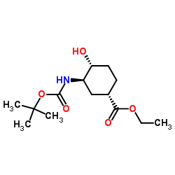 (1S,3R,4R)-3-((叔丁氧羰基)氨基)-4-羟基环己烷甲酸乙酯结构式