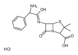(2S,5R,6R)-6-[[(2R)-2-amino-2-phenylacetyl]amino]-3,3-dimethyl-7-oxo-4-thia-1-azabicyclo[3.2.0]heptane-2-carboxylic acid,hydrochloride Structure