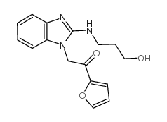1-(furan-2-yl)-2-[2-(3-hydroxypropylamino)-3H-benzimidazol-1-ium-1-yl]ethanone Structure