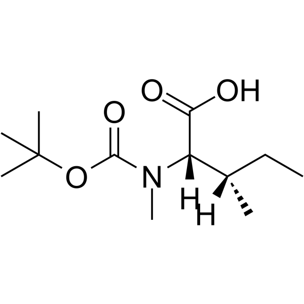 N-叔丁氧羰基-N-甲基-L-异亮氨酸结构式