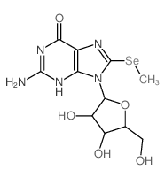 2-amino-9-[3,4-dihydroxy-5-(hydroxymethyl)oxolan-2-yl]-8-methylselanyl-3H-purin-6-one Structure