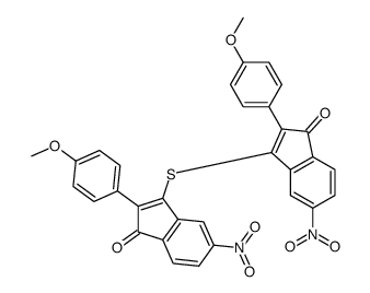2-(4-methoxyphenyl)-3-[2-(4-methoxyphenyl)-6-nitro-3-oxoinden-1-yl]sulfanyl-5-nitroinden-1-one结构式