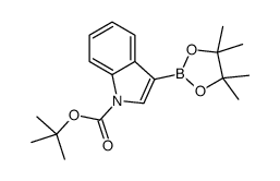 3-(4,4,5,5-四甲基-1,3,2-二氧杂硼杂环戊烷-2-基)-1H-吲哚-1-甲酸叔丁酯结构式
