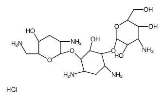 (2S,3R,4S,5S,6R)-4-amino-2-[(1S,2S,3R,4S,6R)-4,6-diamino-3-[(2R,3R,5S,6R)-3-amino-6-(aminomethyl)-5-hydroxyoxan-2-yl]oxy-2-hydroxycyclohexyl]oxy-6-(hydroxymethyl)oxane-3,5-diol,hydrochloride Structure