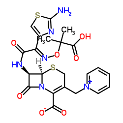 1-[[(6R,7R)-7-[[(2E)-(2-Amino-4-thiazolyl)[(1-carboxy-1-methylethoxy)imino]acetyl]amino]-2-carboxy-8-oxo-5-thia-1-azabicyclo[4.2.0]oct-2-en-3-yl]methyl]-pyridinium inner salt Structure