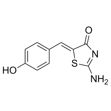 (5Z)-2-氨基-5-[(4-羟基苯基)亚甲基]-4(5H)-噻唑酮结构式