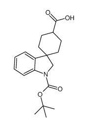 1-(叔-丁氧羰基)螺[环己并-1,3-二氢吲哚]-4-羧酸结构式