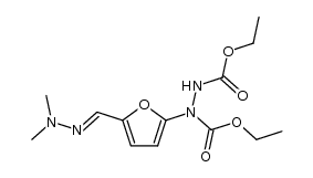 (E)-diethyl 1-(5-((2,2-dimethylhydrazono)methyl)furan-2-yl)hydrazine-1,2-dicarboxylate结构式