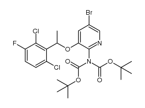 (±)-bis(Boc)-5-bromo-3-(1-(2,6-dichloro-3-fluoropheny)ethoxy)pyridin-2-amine结构式