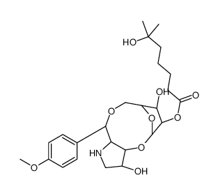Heptanoic acid,6-hydroxy-6-methyl-,decahydro-3,7-dihydroxy-11-(4-methoxyphenyl)-5,8-epoxy-5H-(1,5)dioxecino(3,2-b)pyrrol-6-yl ester结构式