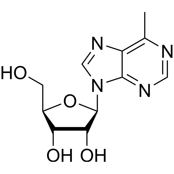 (2R,3s,4r,5r)-2-(羟基甲基)-5-(6-甲基-9h-嘌呤-9-基)四氢呋喃-3,4-二醇结构式