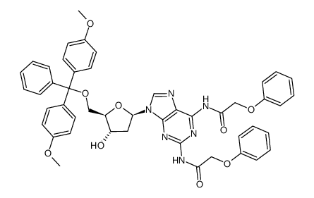 5'-O-dimethoxytrityl-N2,N6-bis(phenoxyacetyl)-2,6-diaminopurine 2'-deoxyriboside Structure