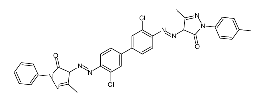 4-[[2-chloro-4-[3-chloro-4-[[3-methyl-1-(4-methylphenyl)-5-oxo-4H-pyrazol-4-yl]diazenyl]phenyl]phenyl]diazenyl]-5-methyl-2-phenyl-4H-pyrazol-3-one Structure