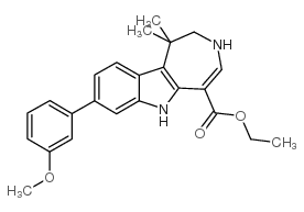 Azepino[4,5-b]indole-5-carboxylic acid, 1,2,3,6-tetrahydro-8-(3-methoxyphenyl)-1,1-dimethyl-, ethyl ester Structure