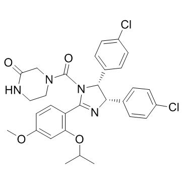 4-[[(4S,5R)-4,5-双(4-氯苯基)-4,5-二氢-2-[4-甲氧基-2-(1-甲基乙氧基)苯基]-1H-咪唑-1-YL]羰基]-2-哌嗪酮结构式