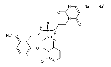 trisodium bis[2-(2,6-dioxo-3H-pyrimidin-1-yl)ethylazanidyl]phosphinoth ioyl-[2-(2,6-dioxo-3H-pyrimidin-1-yl)ethyl]azanide Structure