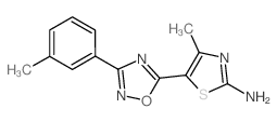 4-甲基-5-[3-(3-甲基苯基)-1,2,4-噁二唑-5-基]-1,3-噻唑-2-胺结构式