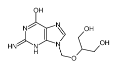 2-Amino-9-{[(1,3-dihydroxy-2-propanyl)oxy]methyl}-1,9-dihydro-6H- purin-6-one结构式