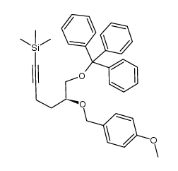 (S)-(5-((4-methoxybenzyl)oxy)-6-(trityloxy)hex-1-yn-1-yl)trimethylsilane结构式