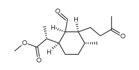 (R)-methyl 2-((1R,2S,3S,4R)-2-formyl-4-methyl-3-(3-oxobutyl)cyclohexyl)propanoate Structure