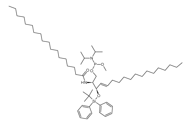 (2S,3R,E)-3-((tert-butyldiphenylsilyl)oxy)-2-stearamidooctadec-4-en-1-yl methyl diisopropylphosphoramidite结构式