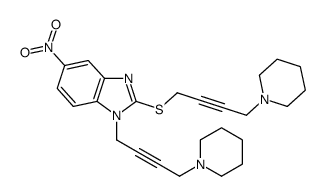 5-nitro-1-(4-piperidin-1-ylbut-2-ynyl)-2-(4-piperidin-1-ylbut-2-ynylsulfanyl)benzimidazole结构式