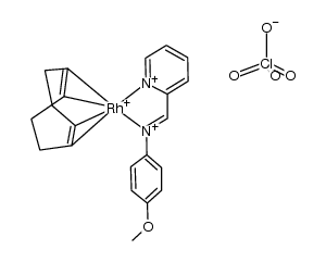 {Rh(η2,η2-1,5-cyclooctadiene)(C5H4N-2-CHNC6H4OMe-p)}ClO4结构式