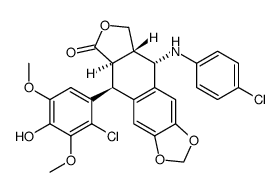 4'-O-demethyl-2'-chloro-4β-(4''-chloroanilino)-4-desoxypodophyllotoxin结构式