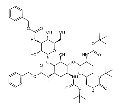 1,3''-bis(N-benzyloxycarbonyl)-3,2',6'-tris(N-tert-butoxycarbonyl)dibekacin结构式