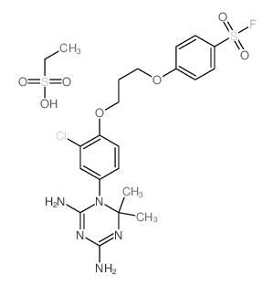 Benzenesulfonyl fluoride, p-[3-[2-chloro-4- (4,6-diamino-2, 2-dimethyl-s-triazin-1(2H)-yl)phenoxy]propoxy]-, monoethanesulfonate结构式