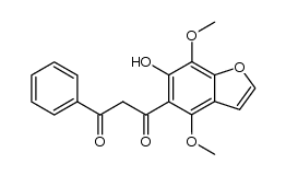 1-(4,7-Dimethoxy-6-hydroxy-5-benzofuryl)-3-phenyl-propan-1,3-dion结构式