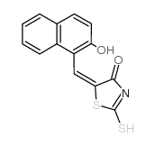(5E)-5-[(2-羟基-1-萘)亚甲基]-2-疏基-1,3-噻唑-4(5H)-酮结构式
