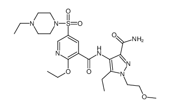 N-[3-carbamoyl-5-ethyl-1-(2-methoxyethyl)pyrazol-4-yl]-2-ethoxy-5-(4-ethylpiperazin-1-yl)sulfonylpyridine-3-carboxamide结构式