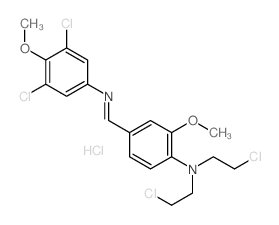 o-Anisidine, N,N-bis(2-chloroethyl)-4-[N-(3, 5-dichloro-4-methoxyphenyl)formimidoyl]-, monohydrochloride Structure
