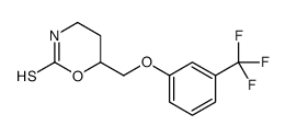 3,4,5,6-Tetrahydro-6-(3-trifluoromethylphenoxymethyl)-2H-1,3-oxazine-2-thione结构式