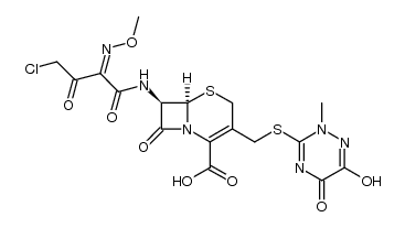 (6R,7R)-7-((Z)-4-chloro-2-(methoxyimino)-3-oxobutanamido)-3-(((6-hydroxy-2-methyl-5-oxo-2,5-dihydro-1,2,4-triazin-3-yl)thio)methyl)-8-oxo-5-thia-1-azabicyclo[4.2.0]oct-2-ene-2-carboxylic acid Structure
