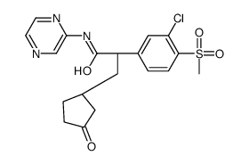 (2R)-2-(3-chloro-4-methylsulfonylphenyl)-3-[(1R)-3-oxocyclopentyl]-N-pyrazin-2-ylpropanamide结构式