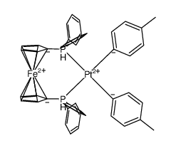 (1,1'-bis(diphenylphosphino)ferrocene)Pt(C6H4-4-Me)2 Structure