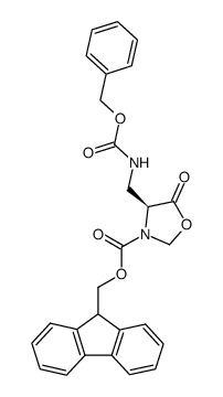 (S)-(3-fluoren-9-ylmethoxycarbonyl)-4-[(benzyloxycarbonyl)aminomethyl]-5-oxazolidinone Structure