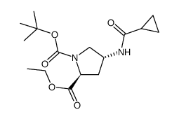 (2R,4S)-4-(cyclopropanecarbonyl-amino)-pyrrolidine-1,2-dicarboxylic acid-1-tert-butyl ester 2-ethyl ester结构式