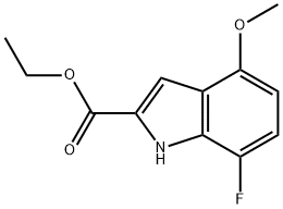 7-氟-4-甲氧基-1H-吲哚-2-羧酸乙酯结构式