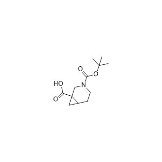3-(叔丁氧基羰基)-3-氮杂双环[4.1.0]庚烷-1-羧酸结构式