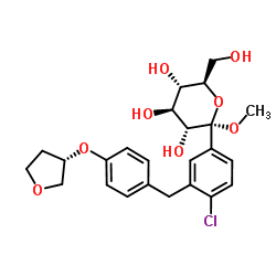 甲基 1-C-[4-氯-3-[[4-[[(3S)-四氢-3-呋喃基]氧基]苯基]甲基]苯基]-alpha-D-吡喃葡萄糖苷结构式