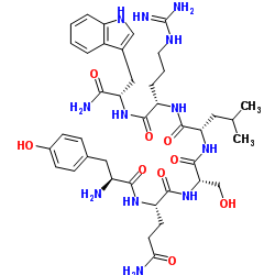 H-Tyr-Gln-Ser-Leu-Arg-Trp-NH2 acetate salt结构式