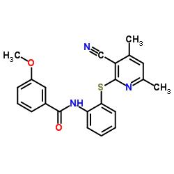 N-{2-[(3-Cyano-4,6-dimethyl-2-pyridinyl)sulfanyl]phenyl}-3-methoxybenzamide结构式