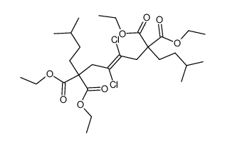 (E)-4,5-Dichloro-2,7-bis-ethoxycarbonyl-2,7-bis-(3-methyl-butyl)-oct-4-enedioic acid diethyl ester结构式