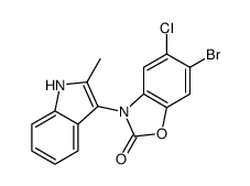 6-bromo-5-chloro-3-(2-methyl-1H-indol-3-yl)-1,3-benzoxazol-2-one结构式
