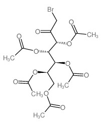 3,4,5,6,7-penta-O-acetyl-1-bromo-1-deoxy-D-galacto-hept-2-ulose (en)D-galacto-2-Heptulose, 1-bromo-1-deoxy-, 3,4,5,6,7-pentaacetate (en) Structure