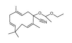 (2Z,6E,9E)-1-(1-ethoxyethoxy)-2,5,5,9-tetramethylcycloundeca-2,6,9-triene-1-carbonitrile结构式
